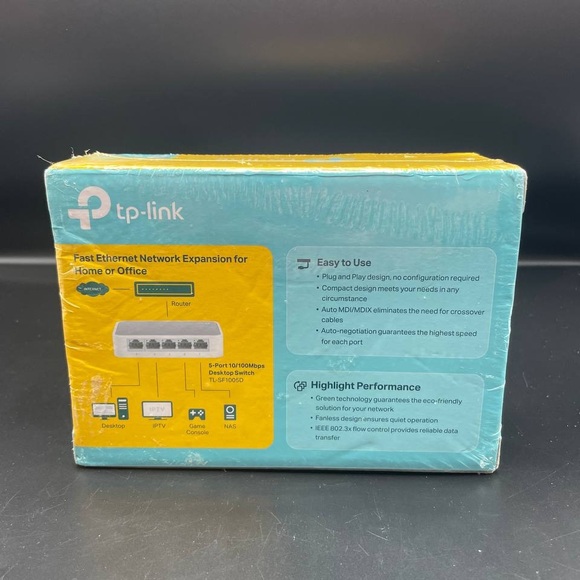 TP-Link 5-Port 10/100Mbps FAST ETHERNET DESKTOP SWITCH TL-SF1005D - Picture 2 of 4